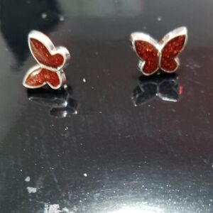 Sparkling Red Butterfly Earrings